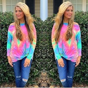 Rainbow Tie Dye Long Sleeve Dolman Top